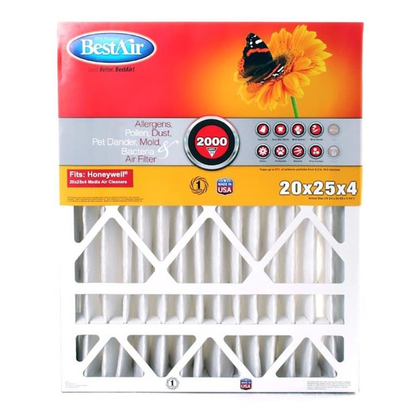 Bestair 20 in. W X 25 in. H X 4 in. D 11 MERV Pleated Air Filter 1 pk HW2025-11R - main